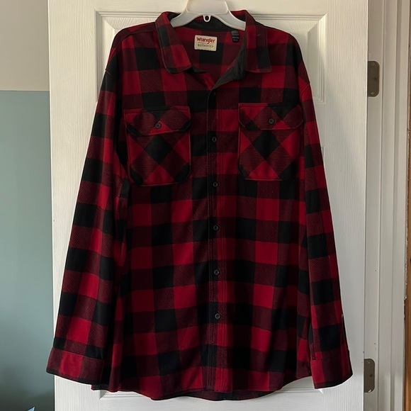 Wrangler Authentics Button up Shirt Red/Black 2XT - Picture 1 of 7